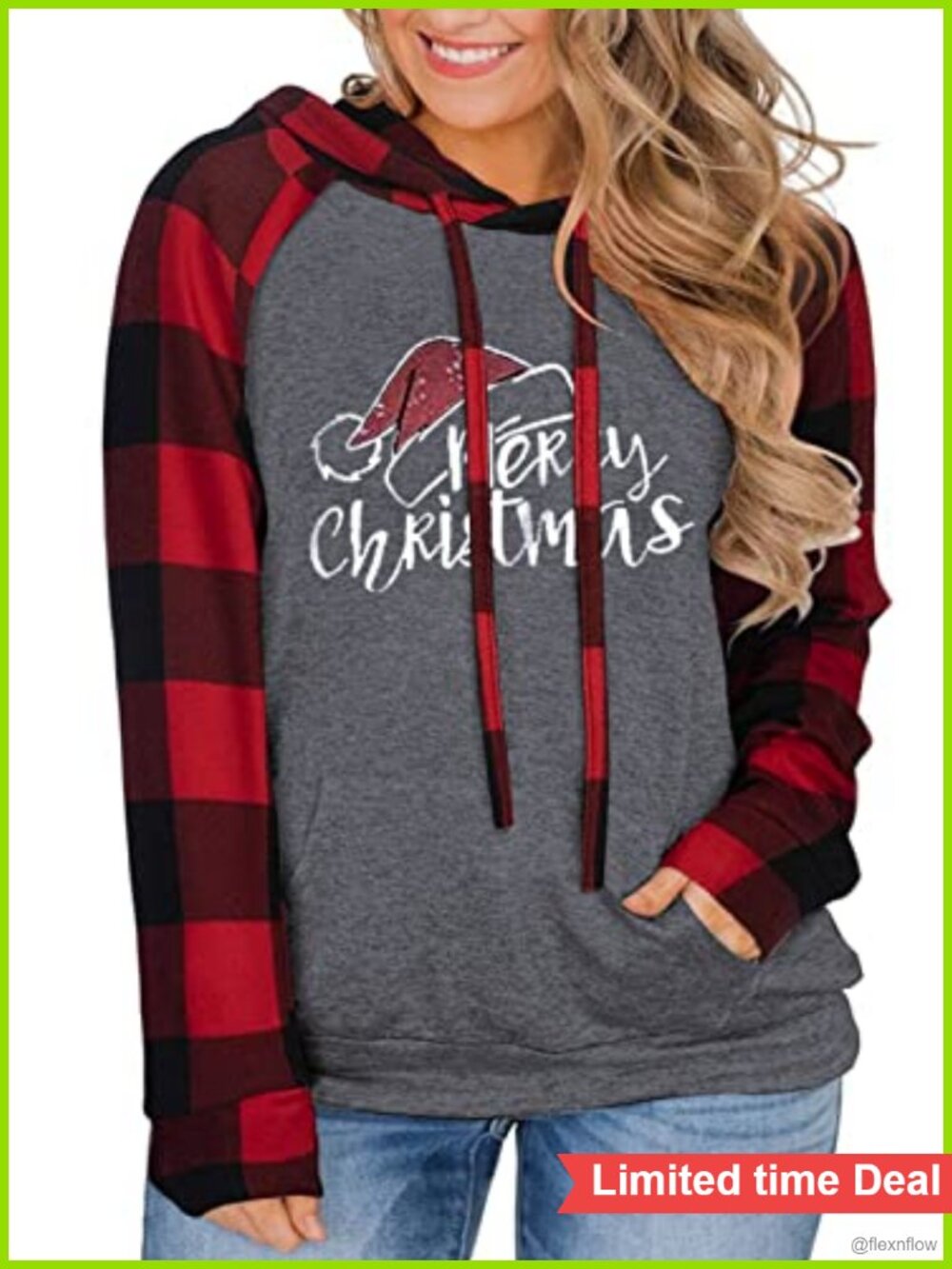 Plus Size Color Block Hoodie Sweatshirt with Pockets